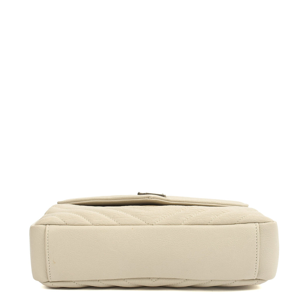 Saint Laurent Top Handle College - Medium in Neutral, Calfskin Leather