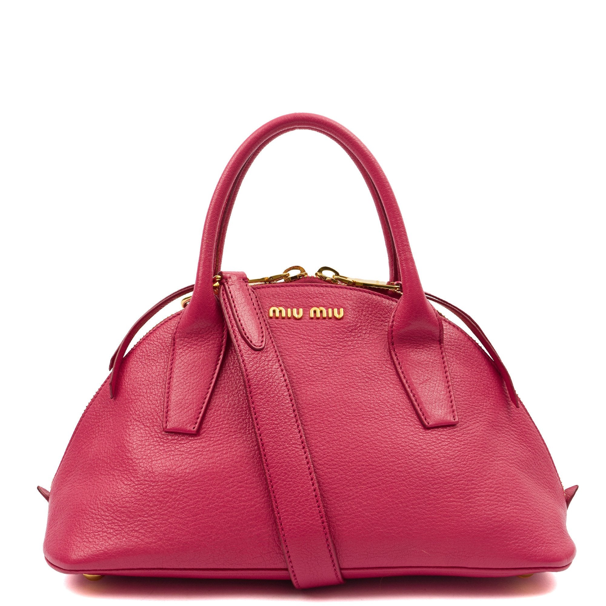 Miu Miu Shoulder Bag Bowling Bag - Small in Pink, Leather