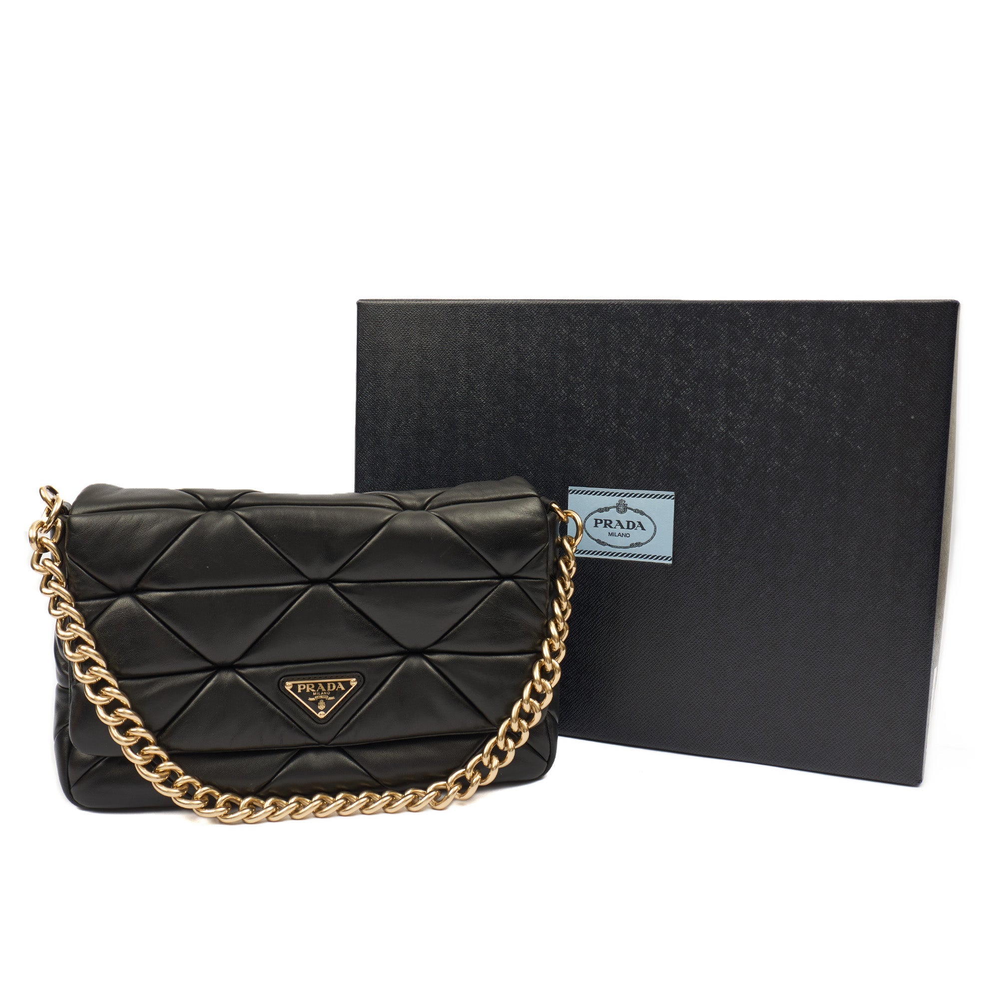 Prada Cross Body System Patchwork bag in Black, Leather