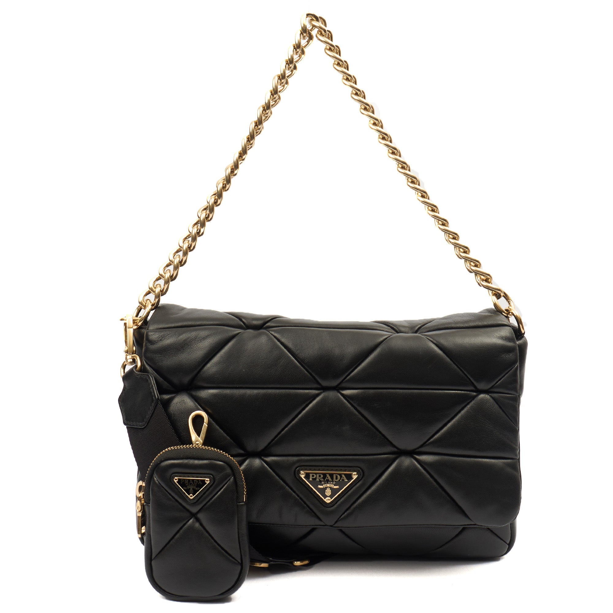 Prada Cross Body System Patchwork bag in Black, Leather