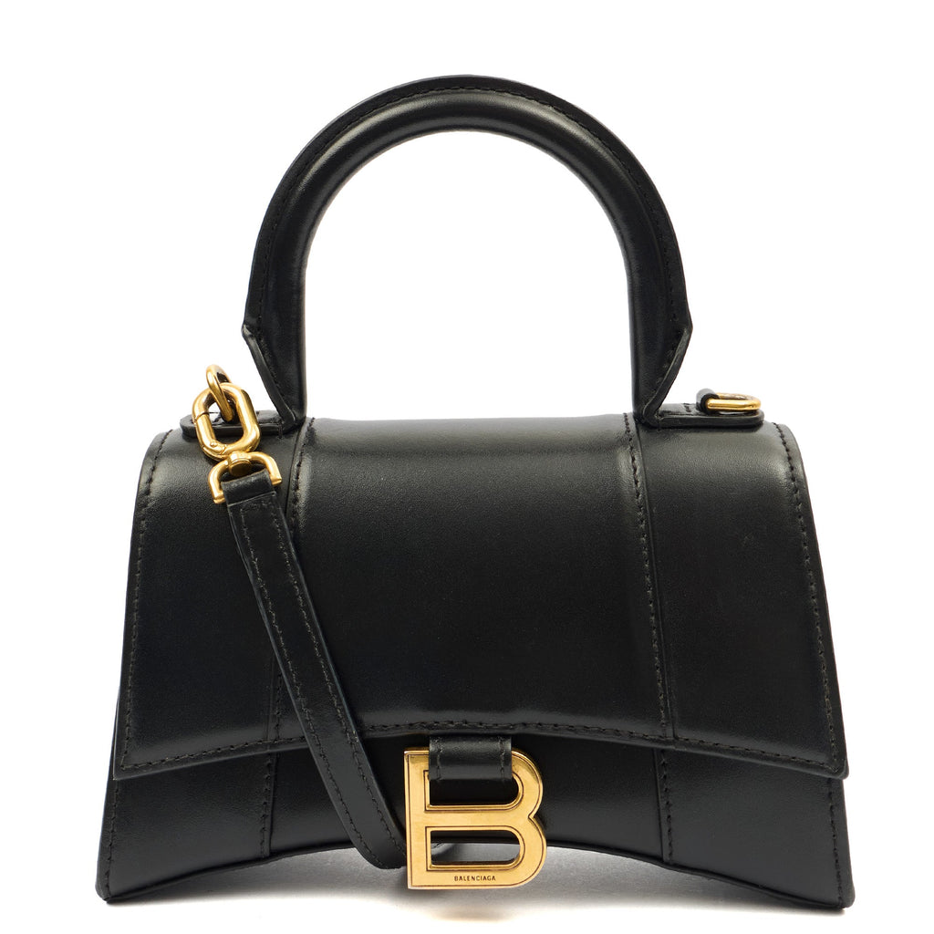 Balenciaga Top Handle Hourglass Top Handle XS in Black, Veau (Calfskin)