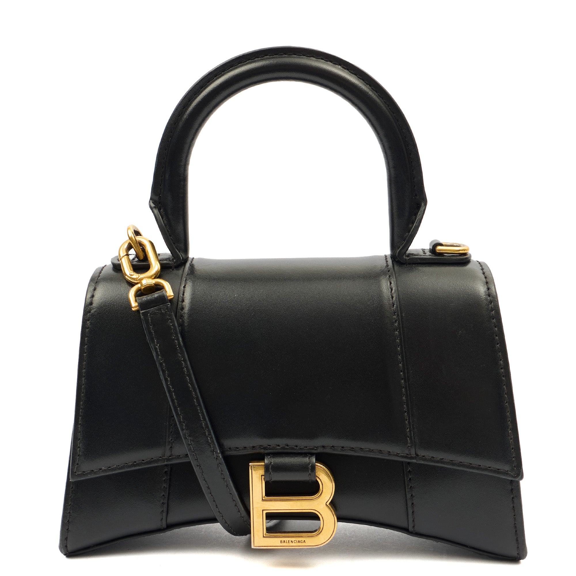 Balenciaga Top Handle Hourglass Top Handle XS in Black, Veau (Calfskin)