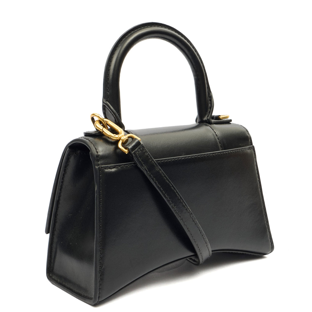Balenciaga Top Handle Hourglass Top Handle XS in Black, Veau (Calfskin)