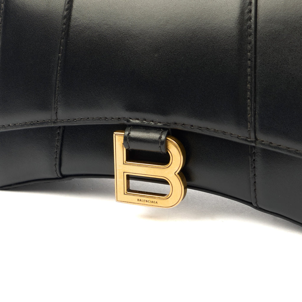 Balenciaga Top Handle Hourglass Top Handle XS in Black, Veau (Calfskin)