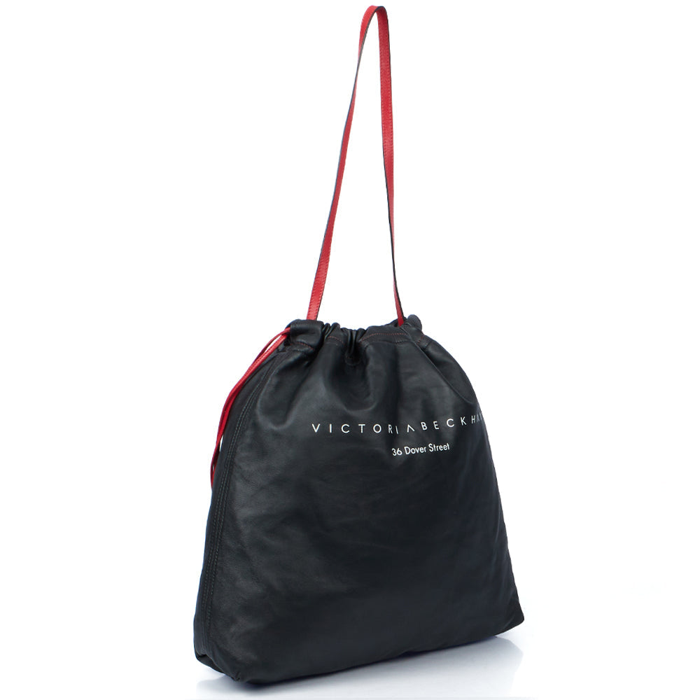Victoria Beckham Tote Drawstring Bucket Bag in Black, Leather