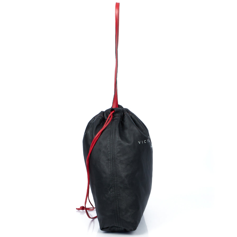 Victoria Beckham Tote Drawstring Bucket Bag in Black, Leather
