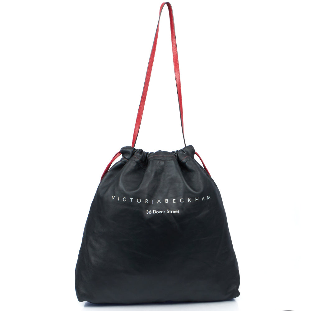 Victoria Beckham Tote Drawstring Bucket Bag in Black, Leather
