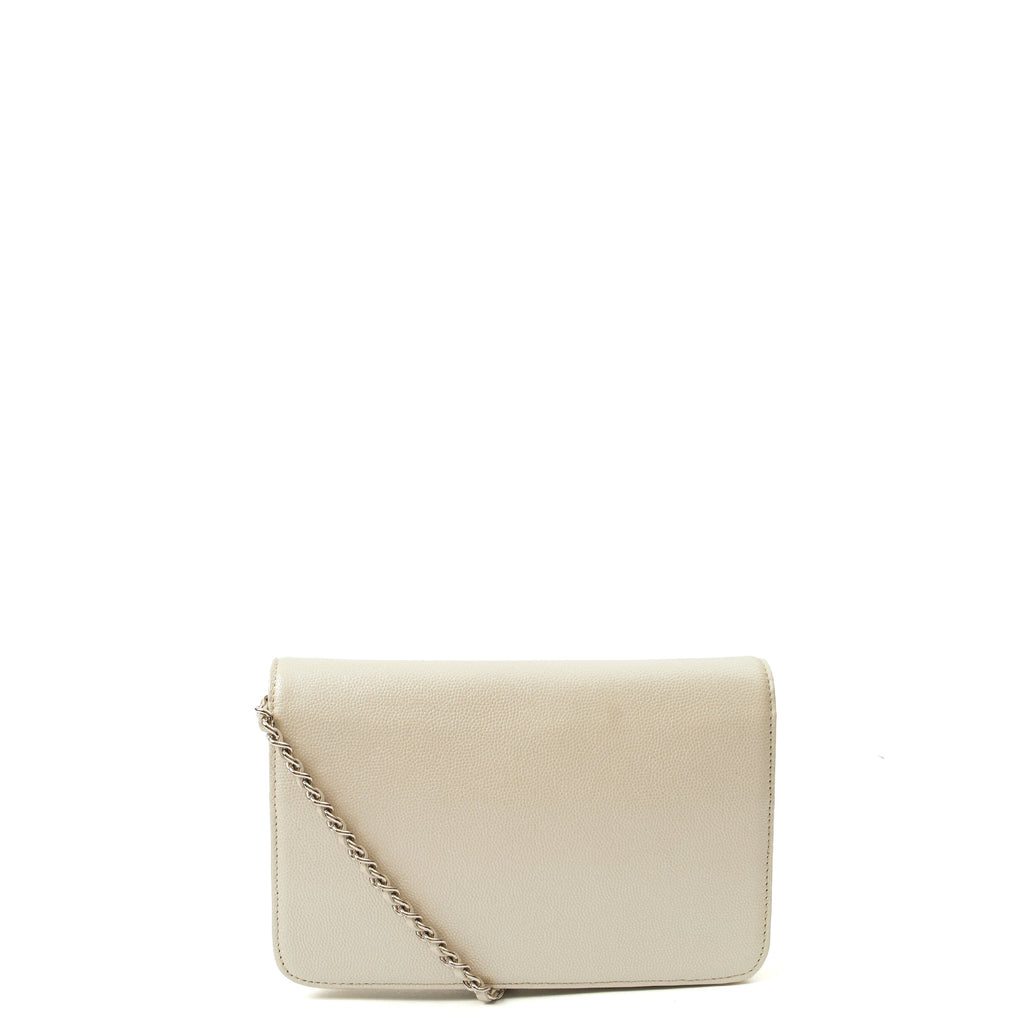 Chanel Cross Body Wallet on Chain in Metallic, Caviar Leather