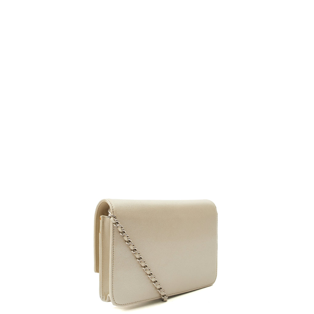 Chanel Cross Body Wallet on Chain in Metallic, Caviar Leather
