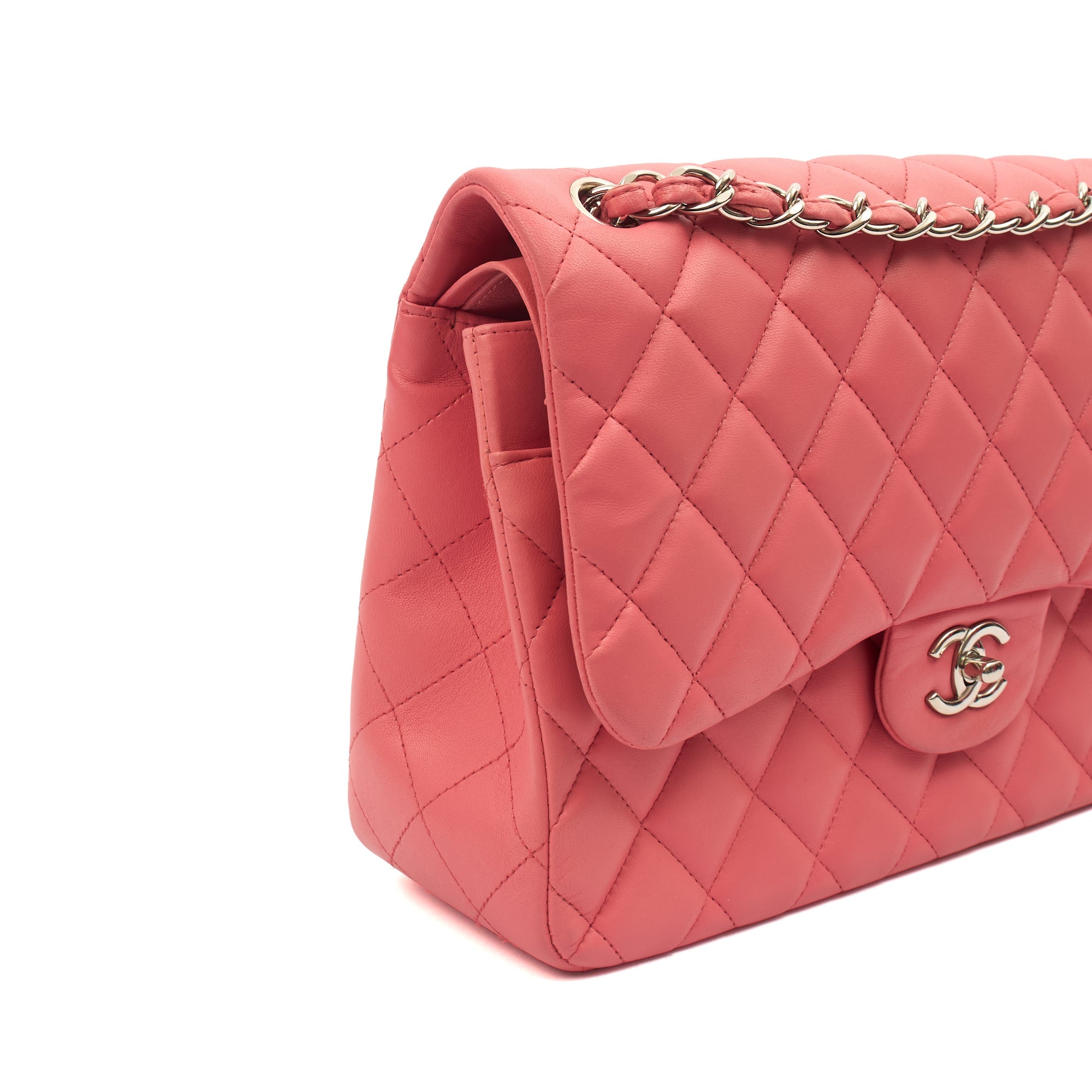 Chanel Shoulder Bag Classic Double Flap - Large in Pink, Lambskin Leather
