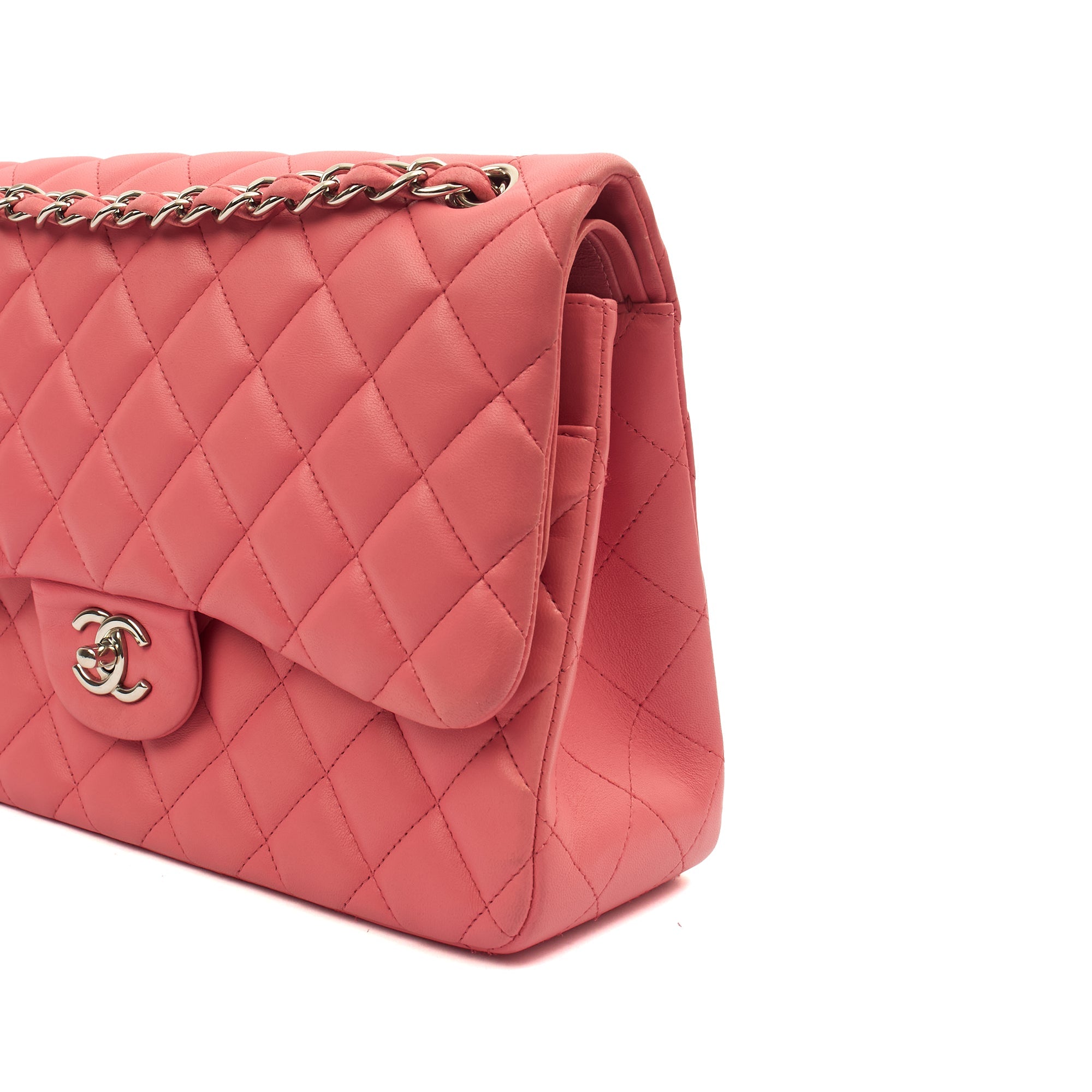 Chanel Shoulder Bag Classic Double Flap - Large in Pink, Lambskin Leather