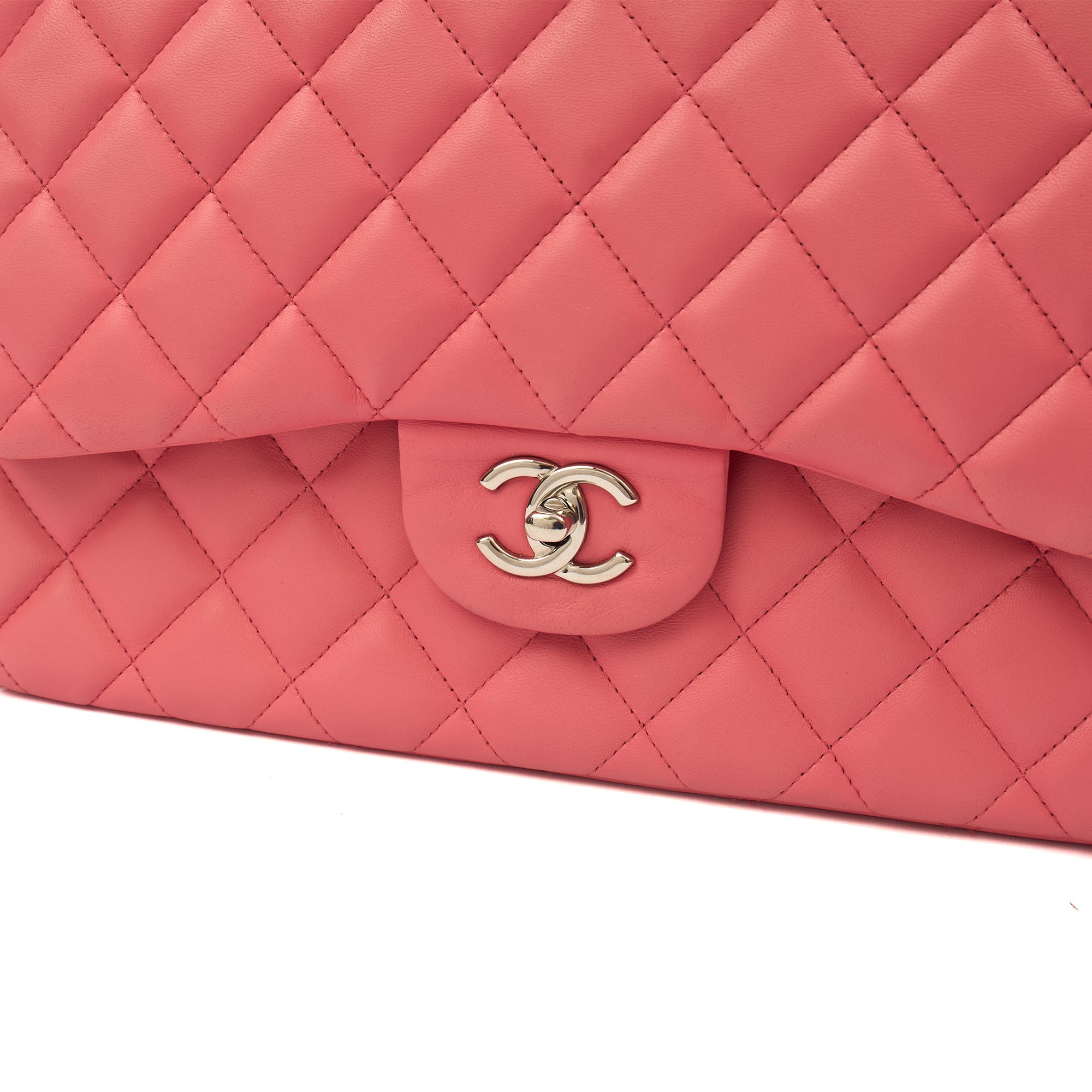 Chanel Shoulder Bag Classic Double Flap - Large in Pink, Lambskin Leather