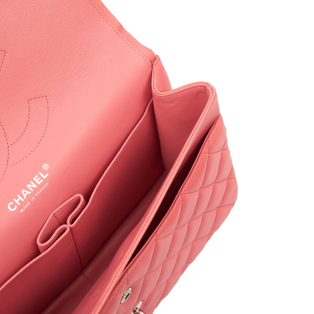 Chanel Shoulder Bag Classic Double Flap - Large in Pink, Lambskin Leather