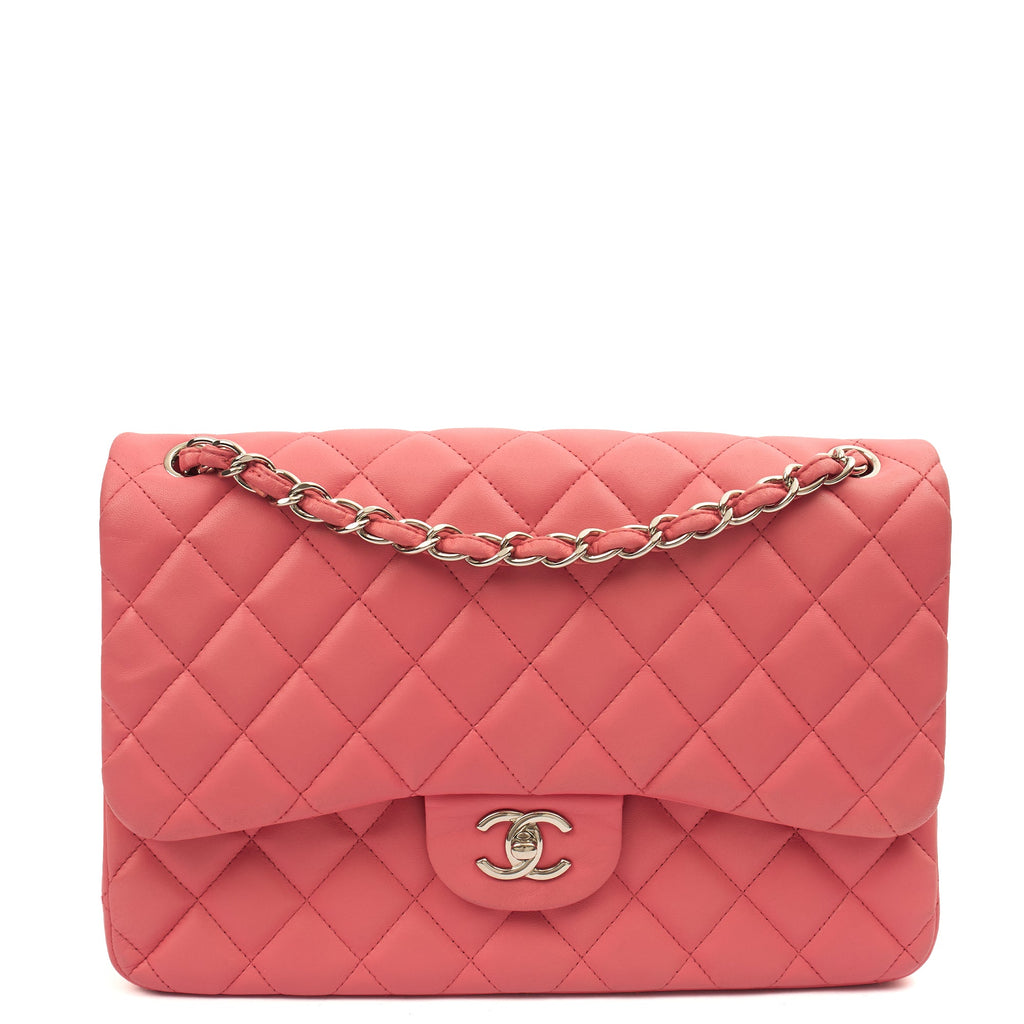 Chanel Shoulder Bag Classic Double Flap - Large in Pink, Lambskin Leather