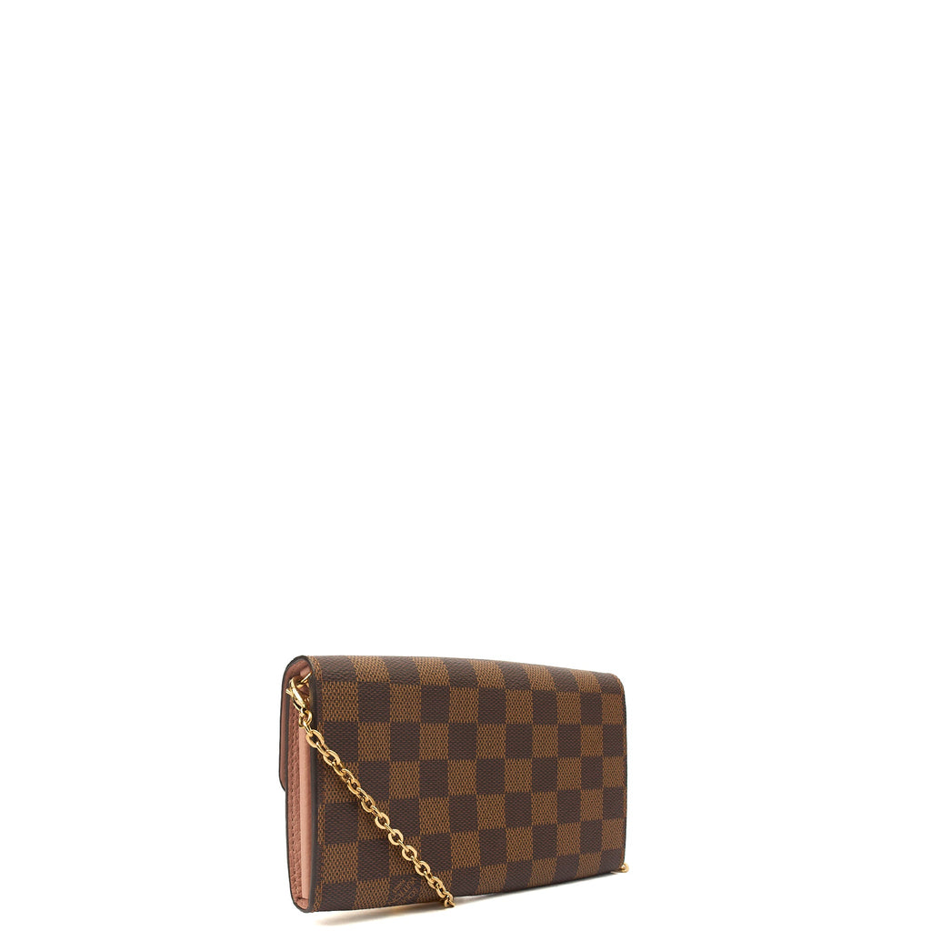 Louis Vuitton Cross Body Croisette Wallet on Chain in Damier Ebene, Canvas