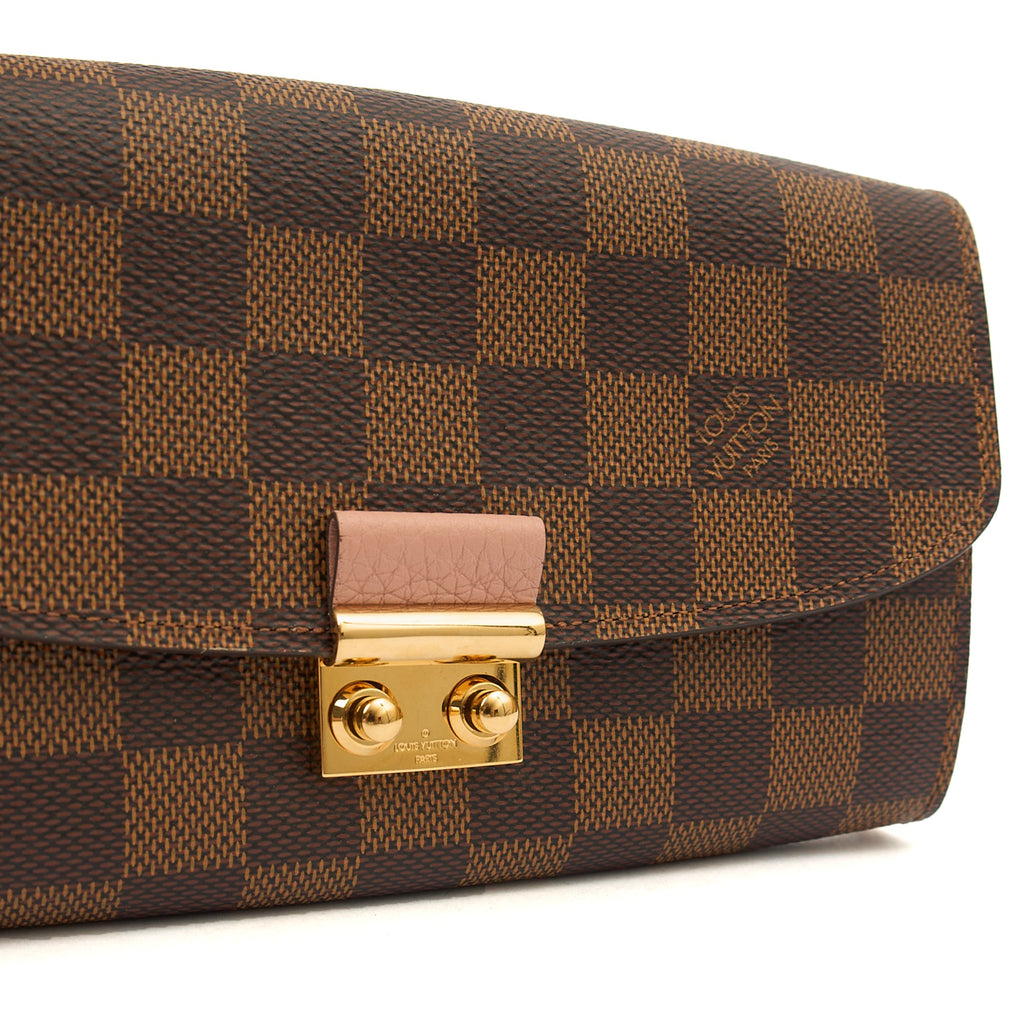 Louis Vuitton Cross Body Croisette Wallet on Chain in Damier Ebene, Canvas