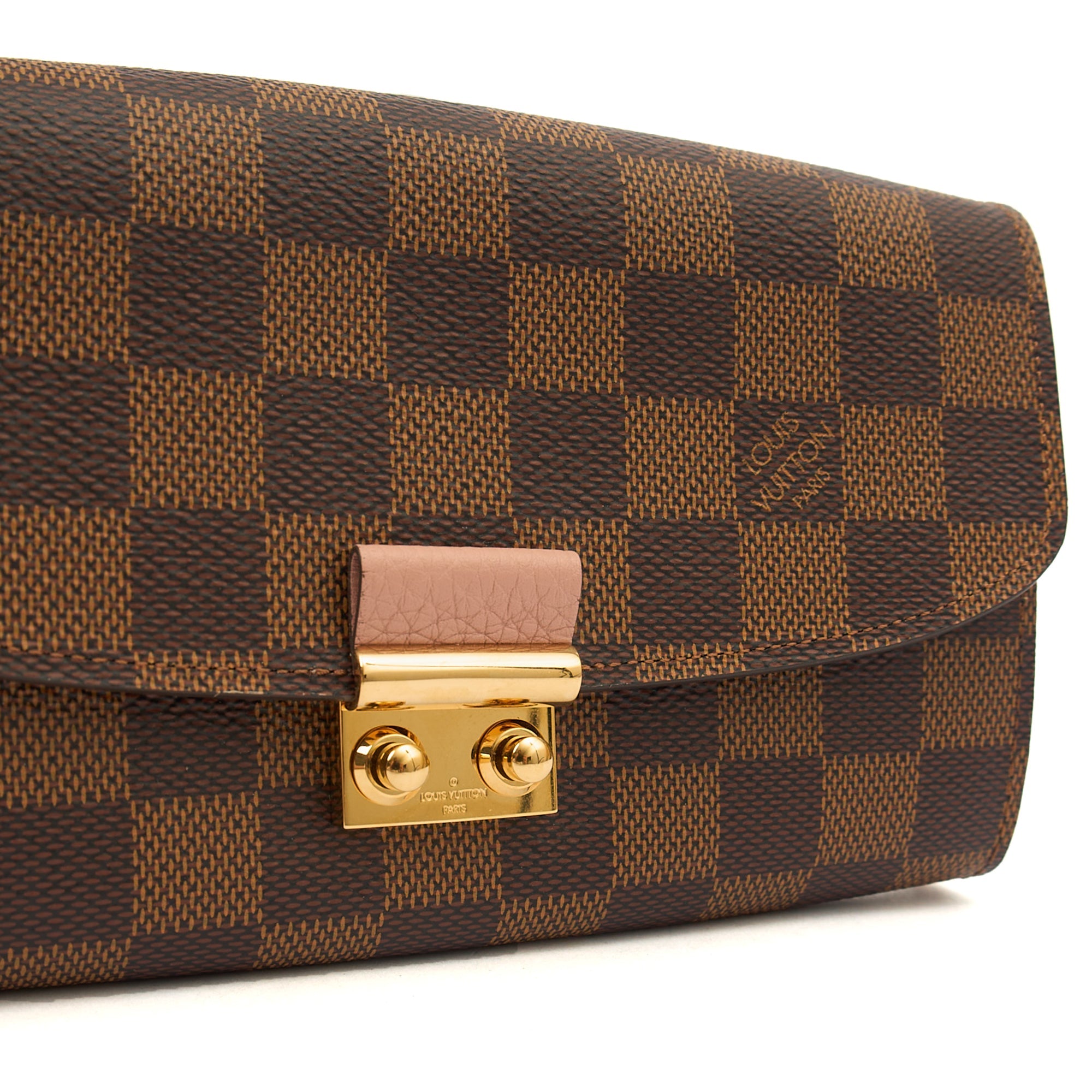 Louis Vuitton Cross Body Croisette Wallet on Chain in Damier Ebene, Canvas