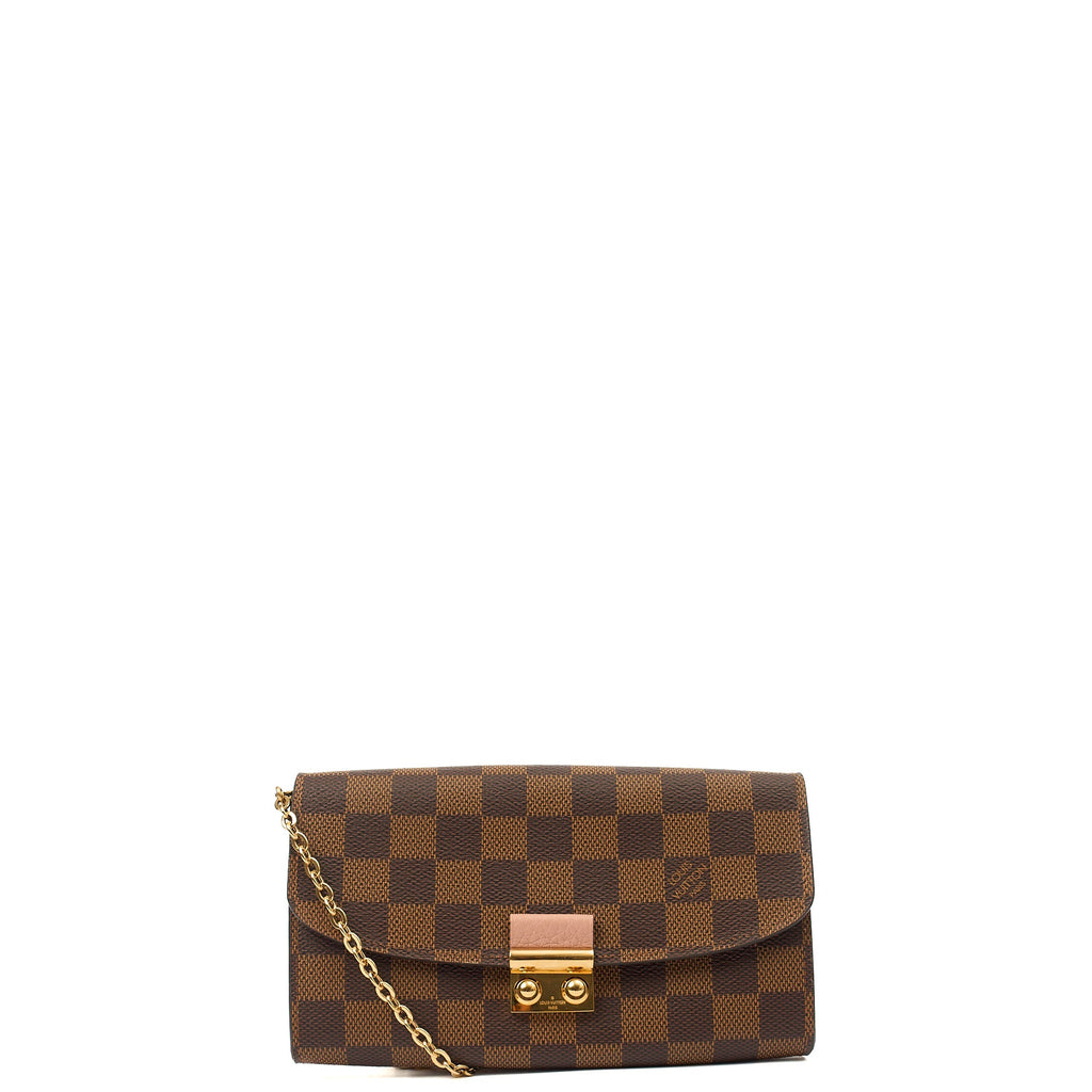 Louis Vuitton Cross Body Croisette Wallet on Chain in Damier Ebene, Canvas