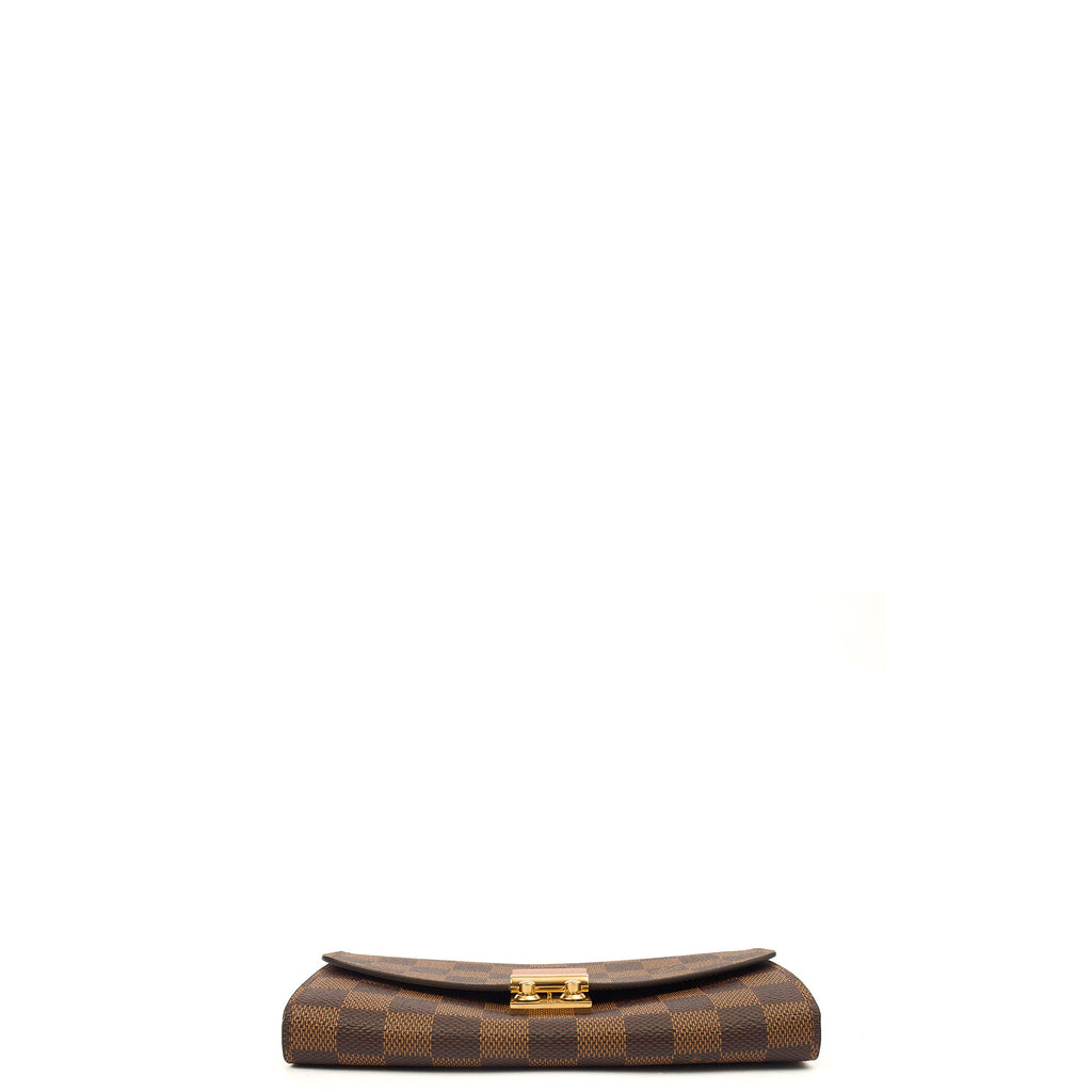 Louis Vuitton Cross Body Croisette Wallet on Chain in Damier Ebene, Canvas