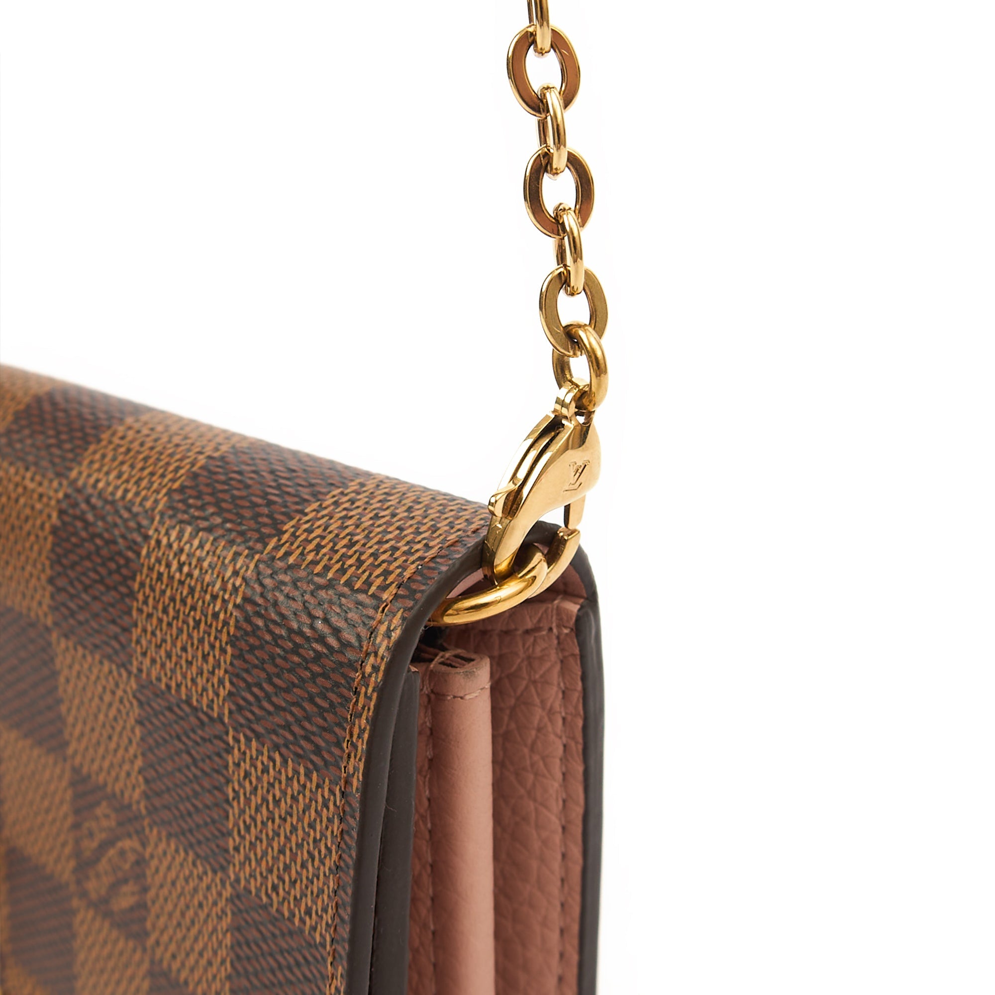 Louis Vuitton Cross Body Croisette Wallet on Chain in Damier Ebene, Canvas