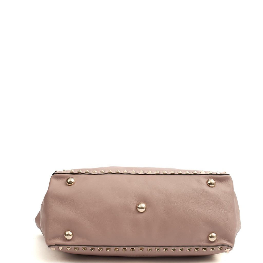 Valentino Tote Rockstud Lock Medium in Pink, Calfskin