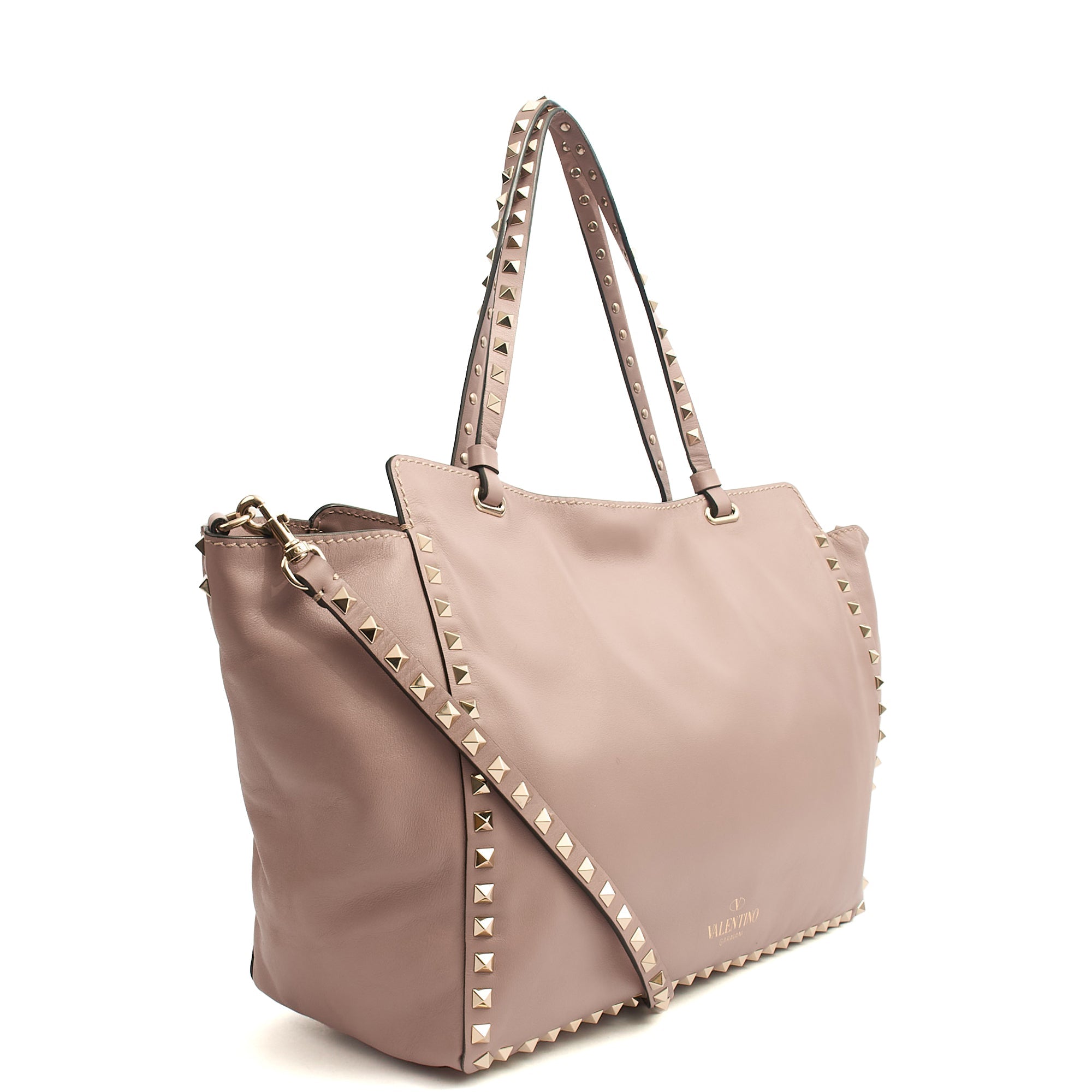 Valentino Tote Rockstud Lock Medium in Pink, Calfskin