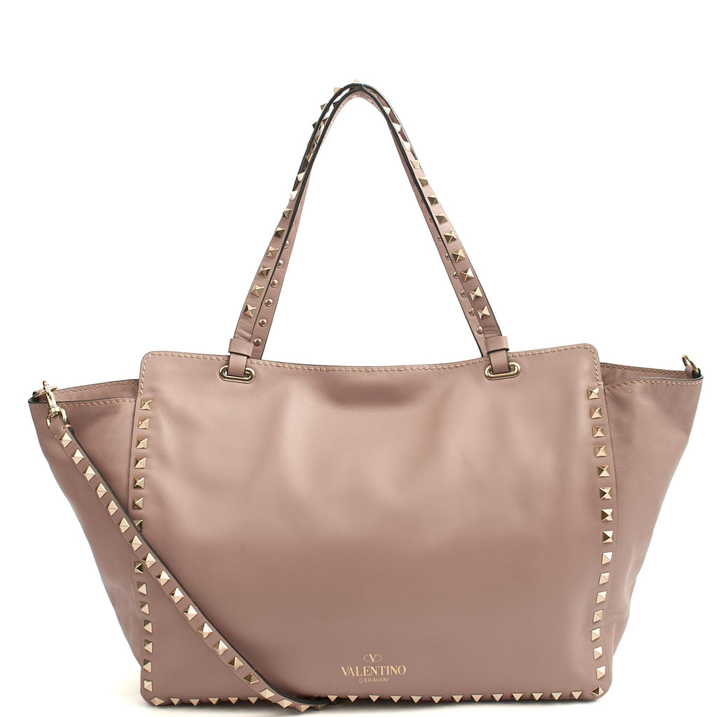 Valentino Tote Rockstud Lock Medium in Pink, Calfskin
