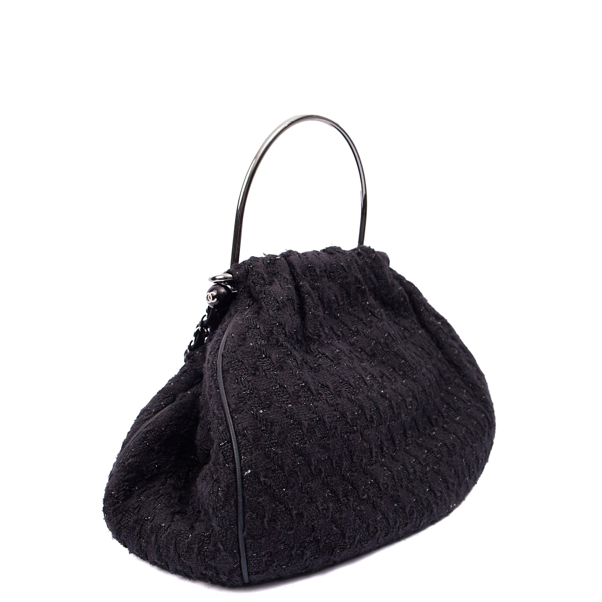Chanel Top Handle Tweed Top Handle in Black, Fabric