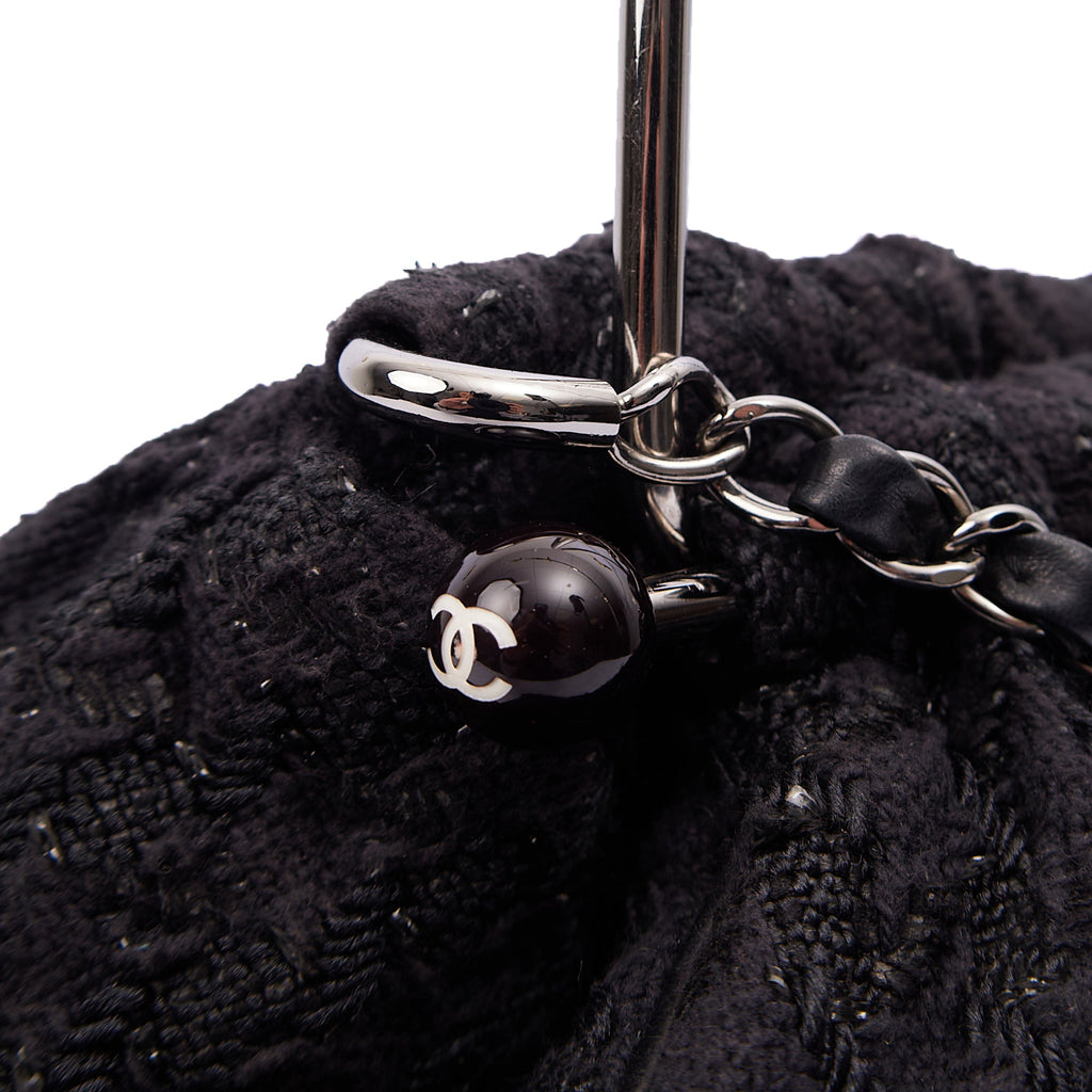 Chanel Top Handle Tweed Top Handle in Black, Fabric