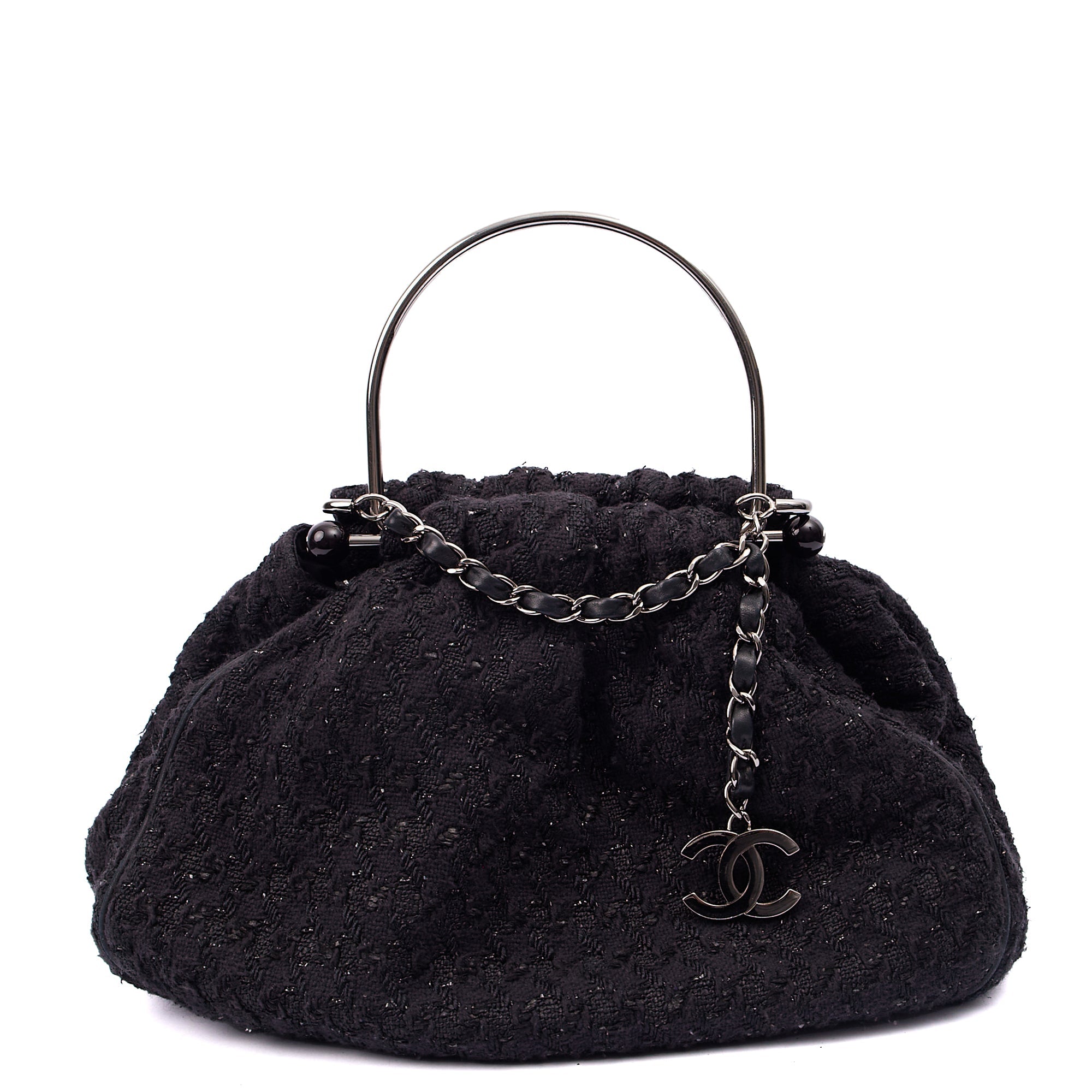 Chanel Top Handle Tweed Top Handle in Black, Fabric