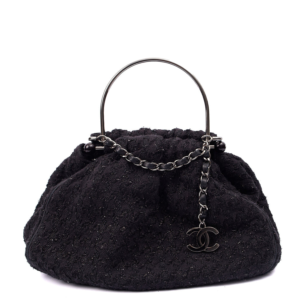 Chanel Top Handle Tweed Top Handle in Black, Fabric