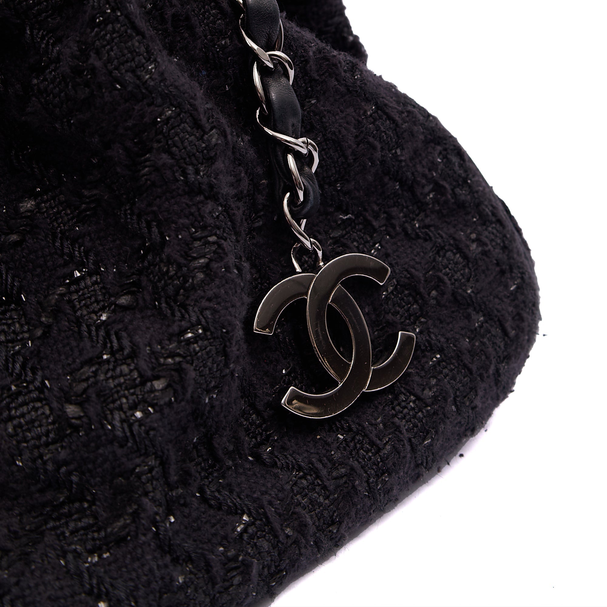 Chanel Top Handle Tweed Top Handle in Black, Fabric