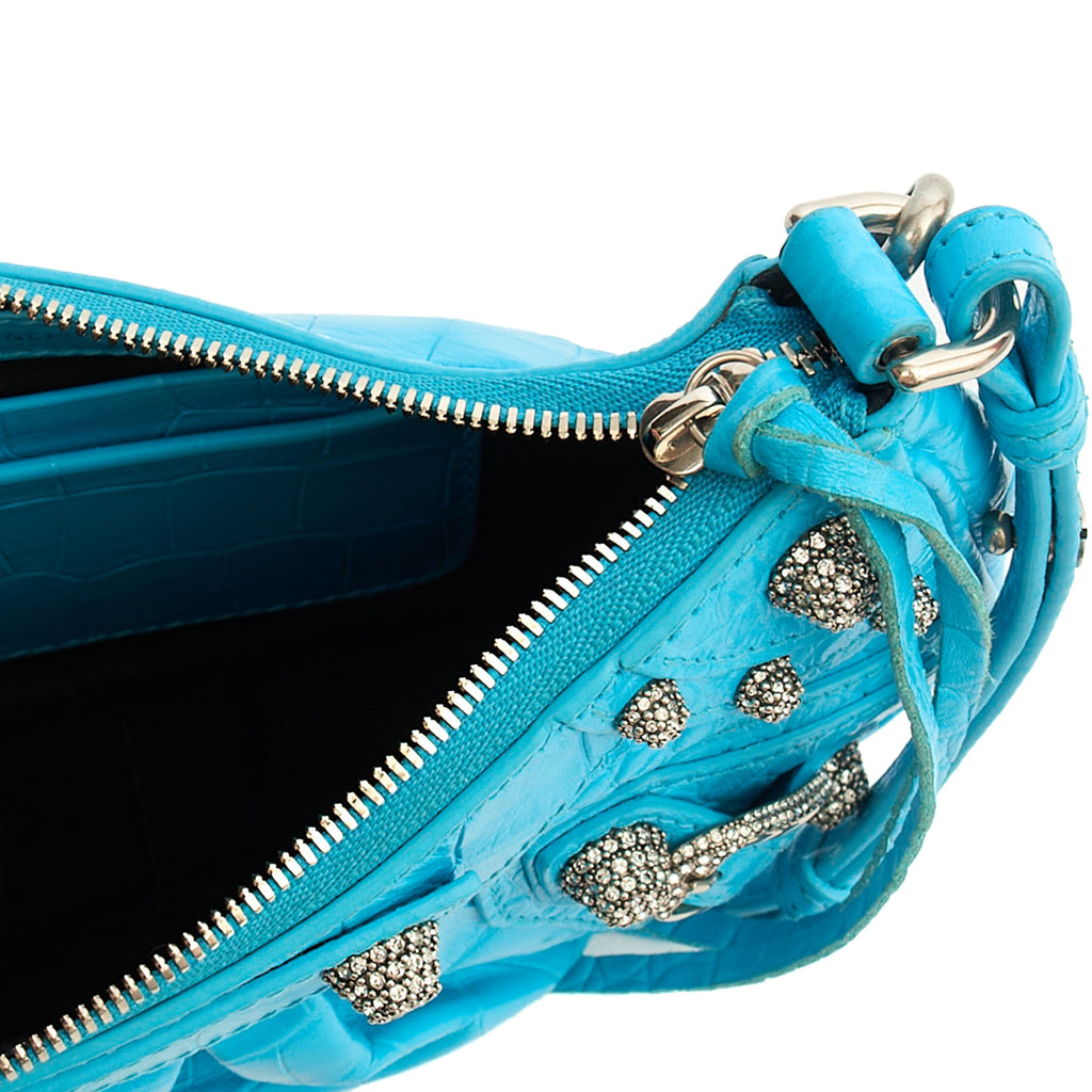 Balenciaga Cross Body Le Cagole S in Blue, Exotic Effect Leather