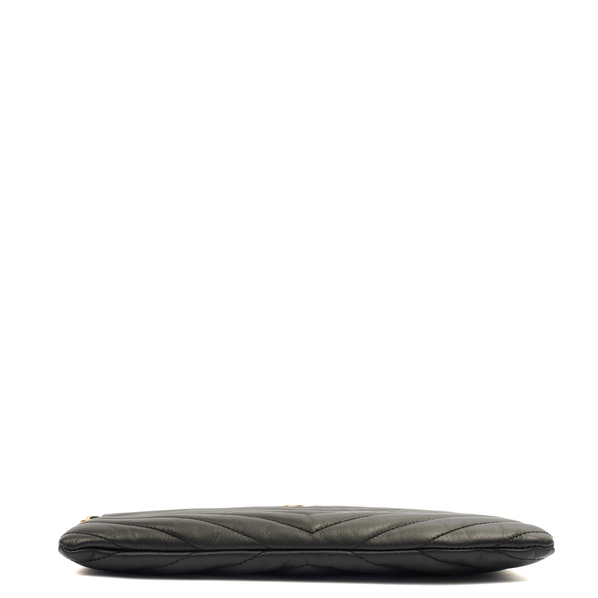 Saint Laurent Clutch Cassandre Zipped Pouch - Large in Black, Leather