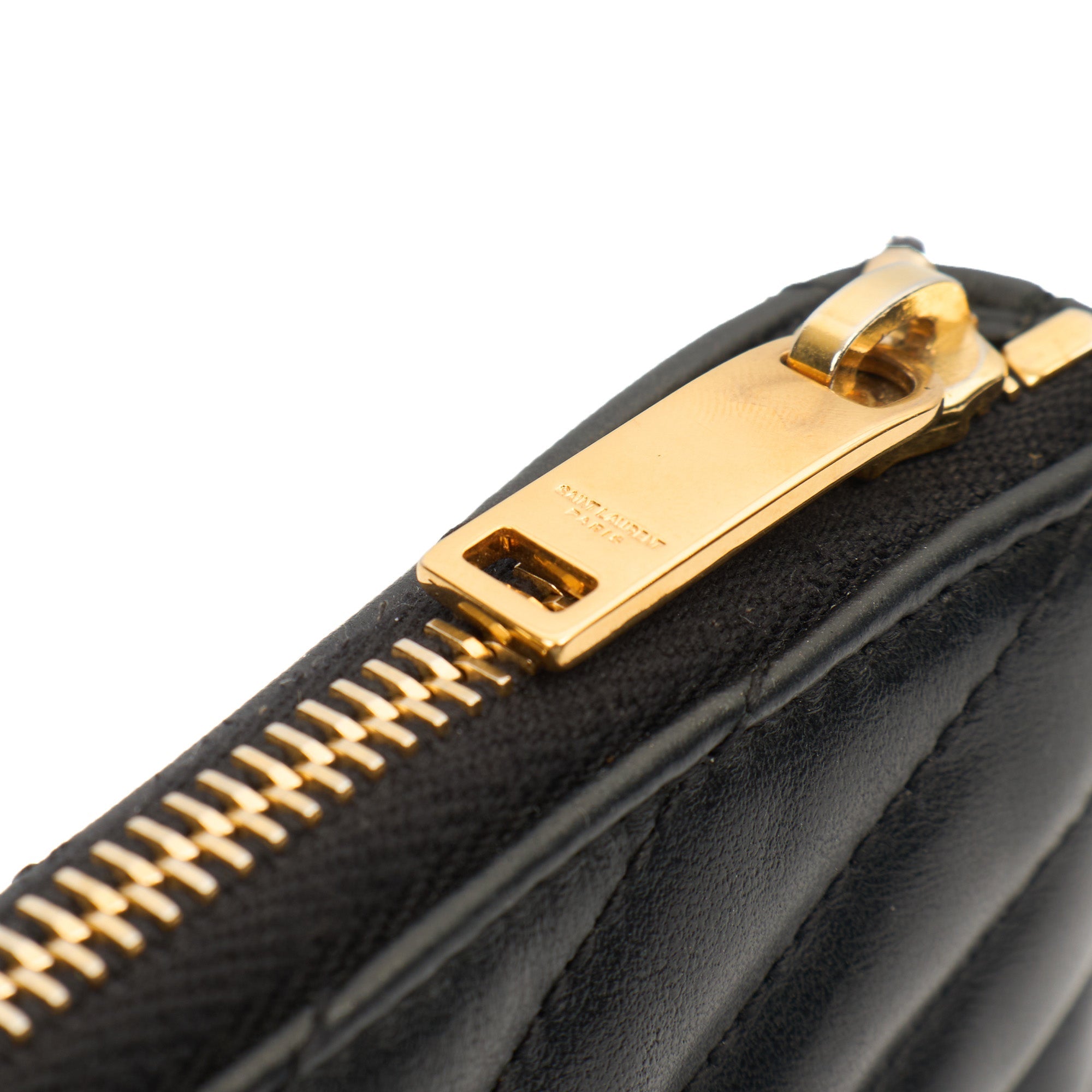 Saint Laurent Clutch Cassandre Zipped Pouch - Large in Black, Leather