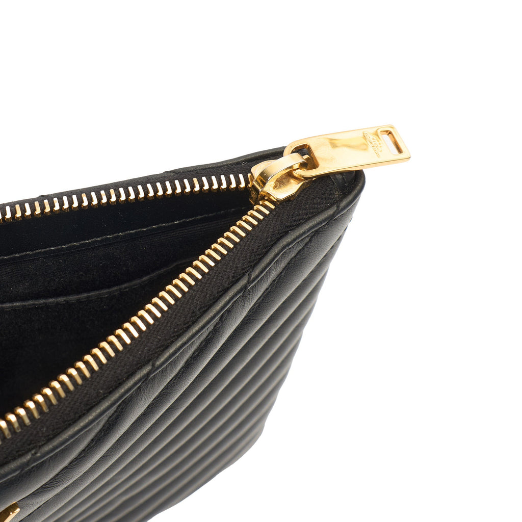 Saint Laurent Clutch Cassandre Zipped Pouch - Large in Black, Leather