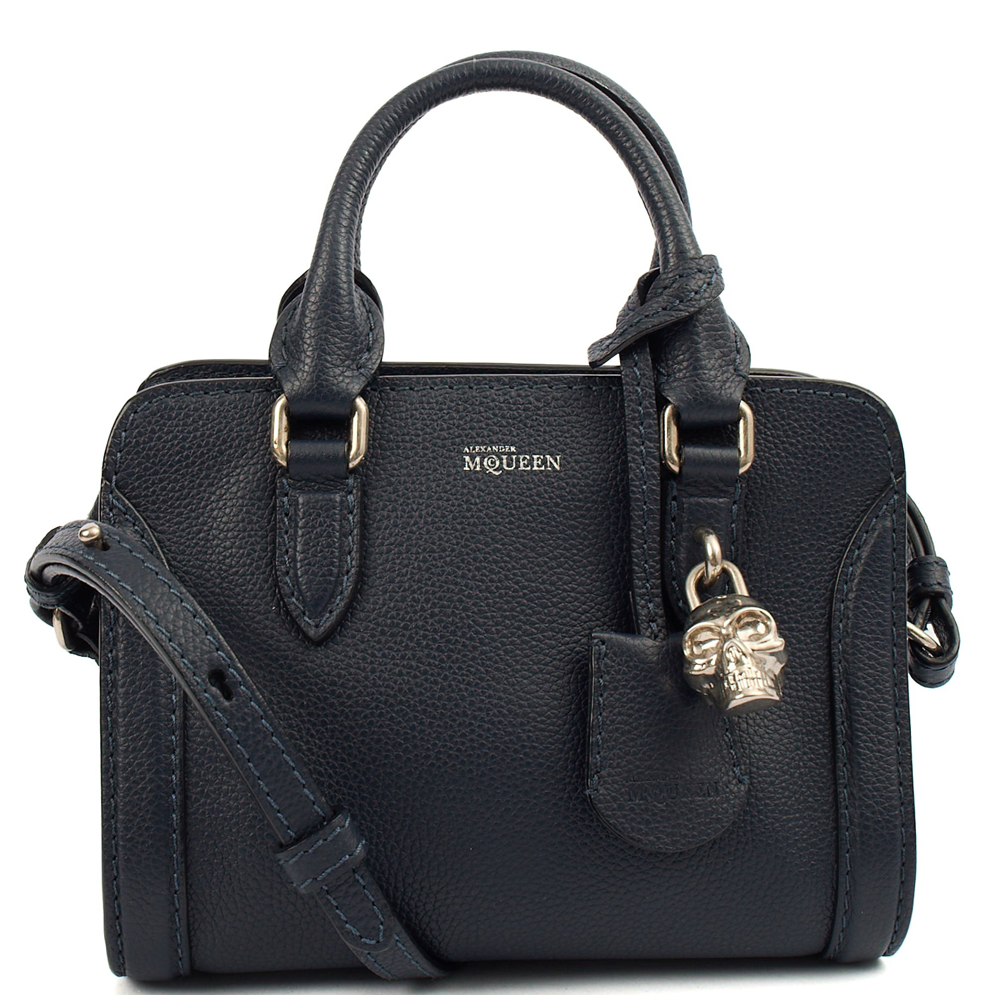 Alexander McQueen Cross Body Skull Bag - Small in Navy, Leather