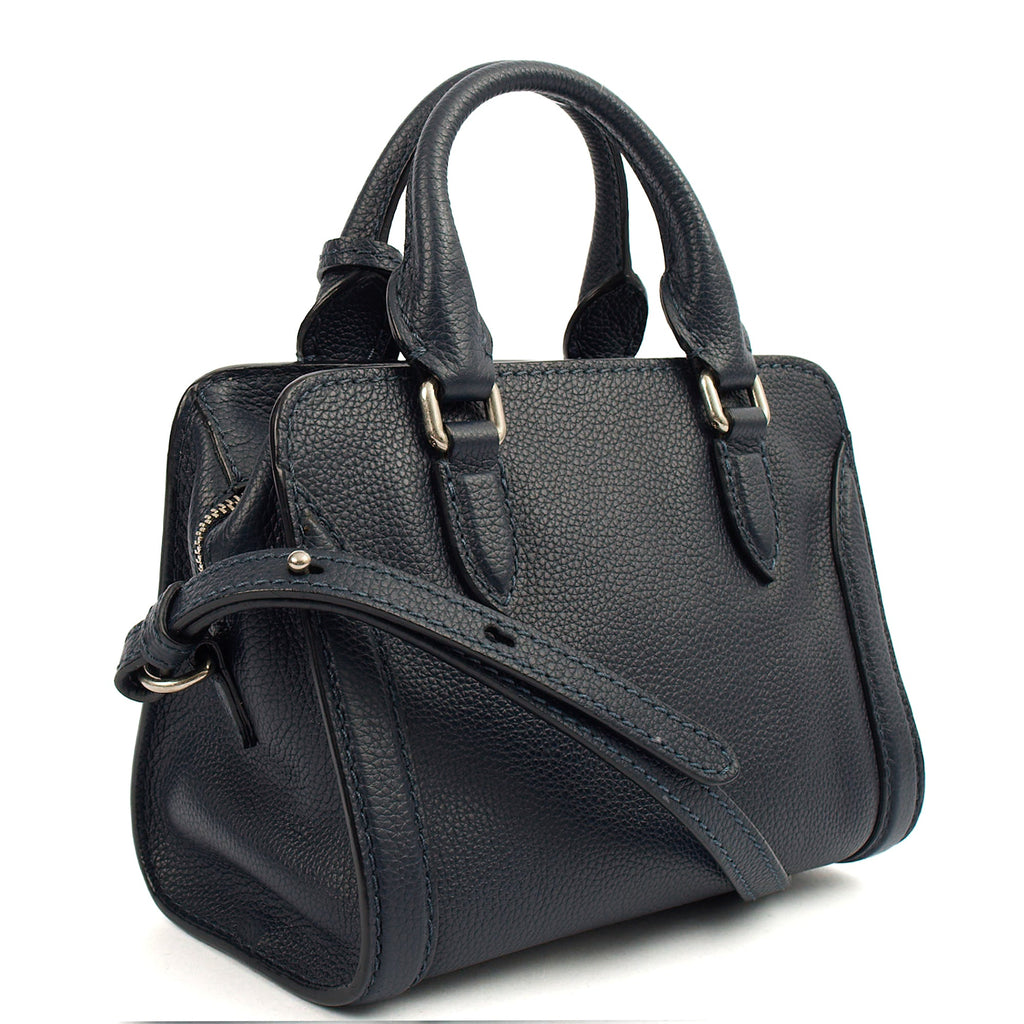 Alexander McQueen Cross Body Skull Bag - Small in Navy, Leather