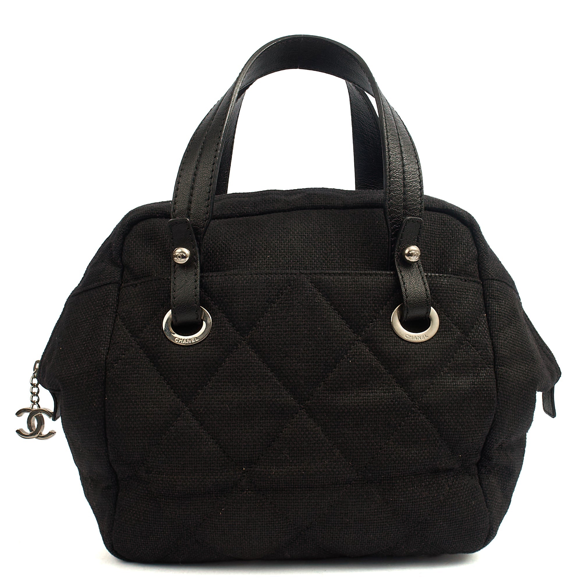 Chanel Top Handle Bowler in Black, Fabric