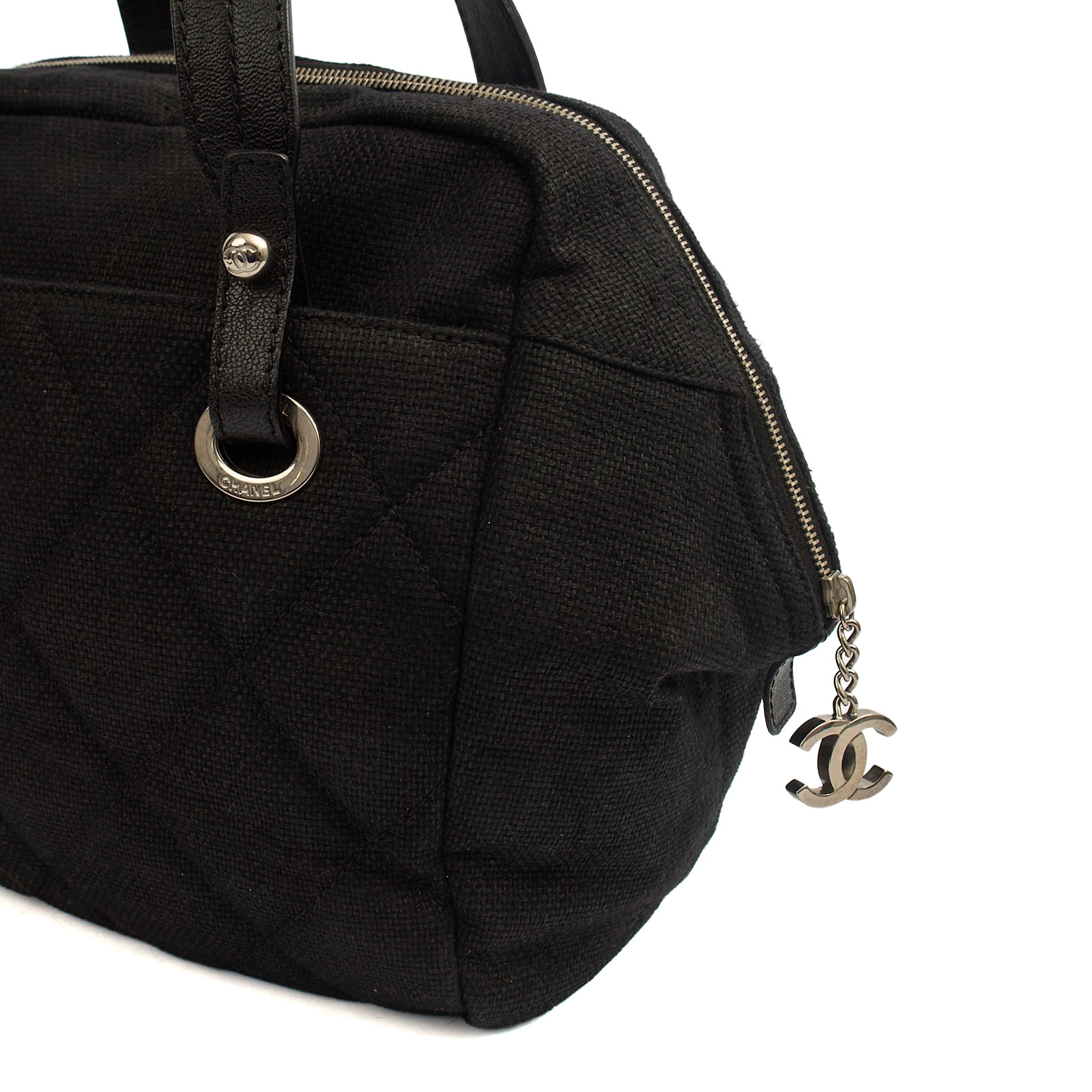 Chanel Top Handle Bowler in Black, Fabric