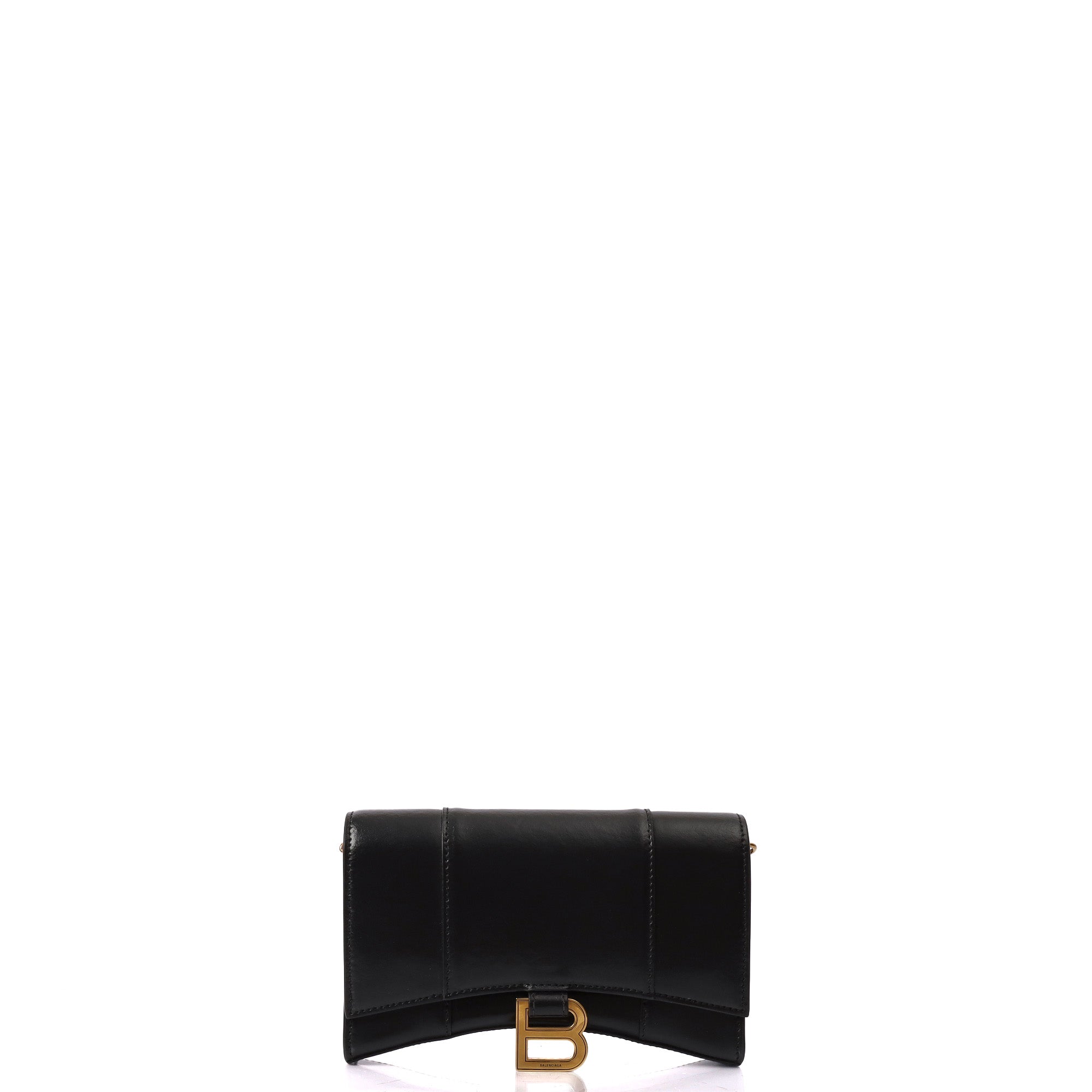 Balenciaga Shoulder Bag Hourglass Wallet on Chain in Black, Leather