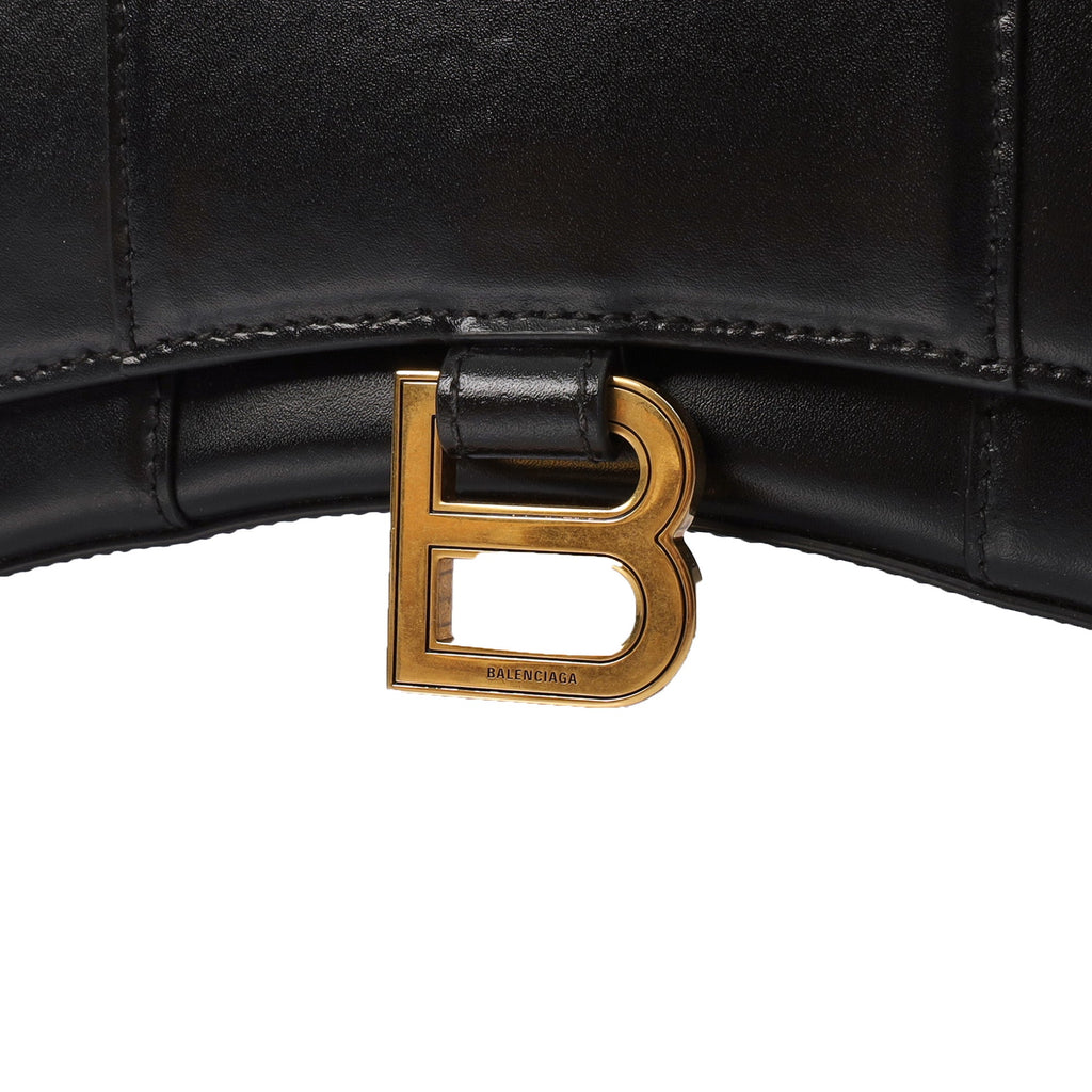 Balenciaga Shoulder Bag Hourglass Wallet on Chain in Black, Leather