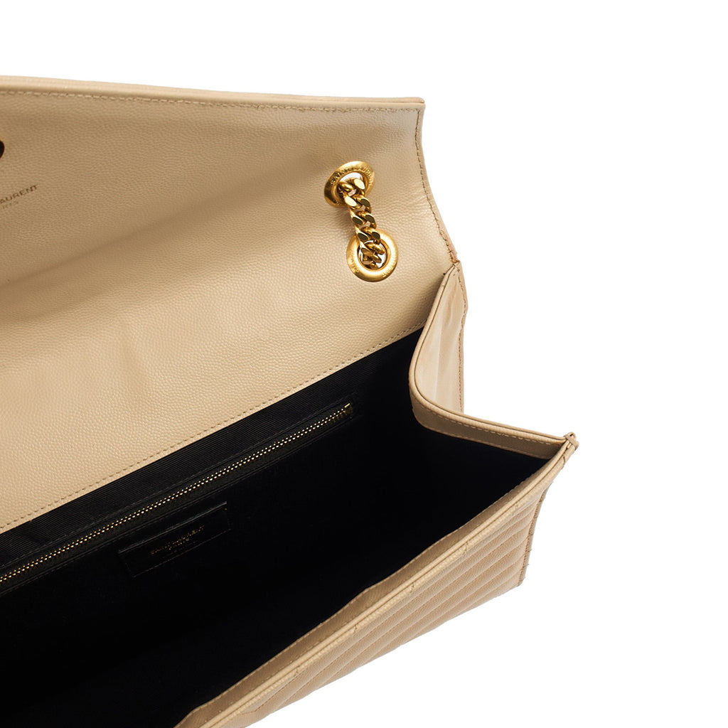 Saint Laurent Shoulder Bag Envelope - Large in Neutral, Calfskin Leather
