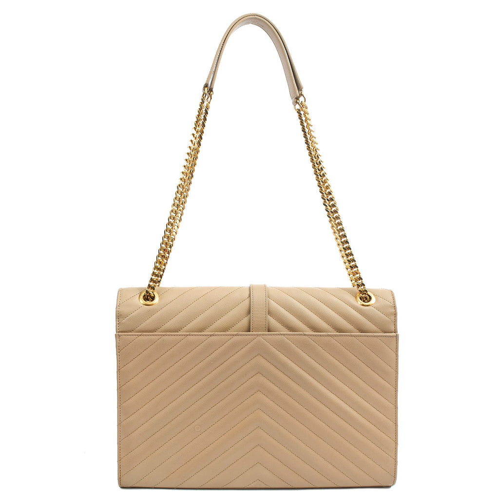 Saint Laurent Shoulder Bag Envelope - Large in Neutral, Calfskin Leather