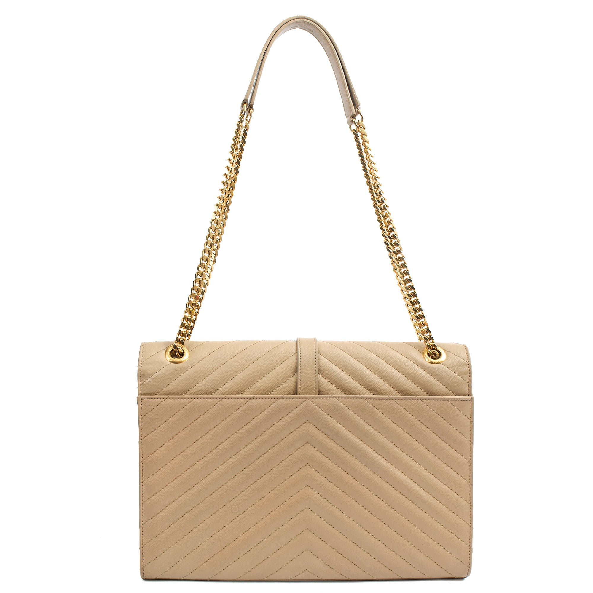 Saint Laurent Shoulder Bag Envelope - Large in Neutral, Calfskin Leather