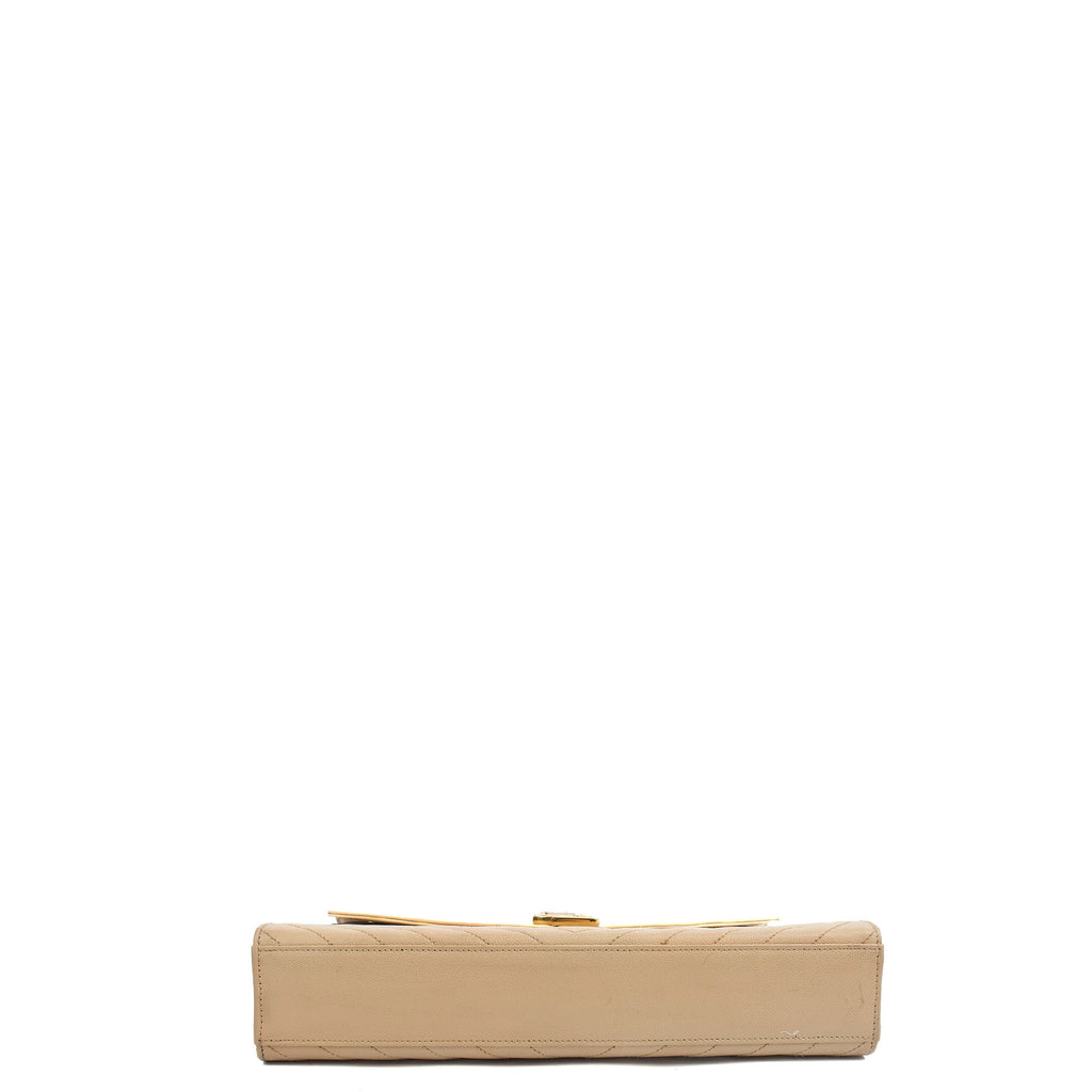 Saint Laurent Shoulder Bag Envelope - Large in Neutral, Calfskin Leather