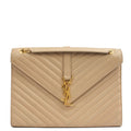 Saint Laurent Shoulder Bag Envelope - Large in Neutral, Calfskin Leather