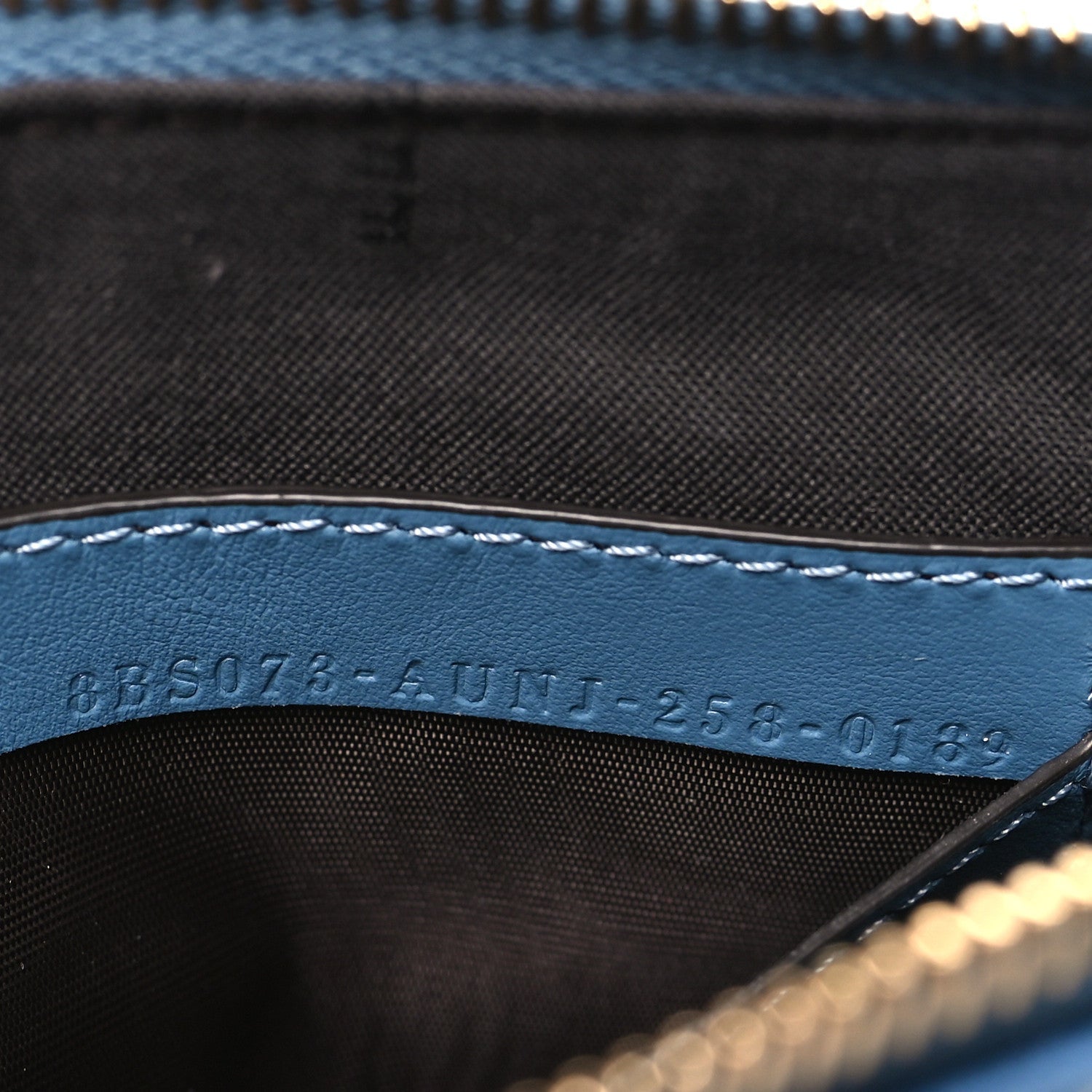 Denim Effect Fabric Jacquard FF Baguette Pouch Blue