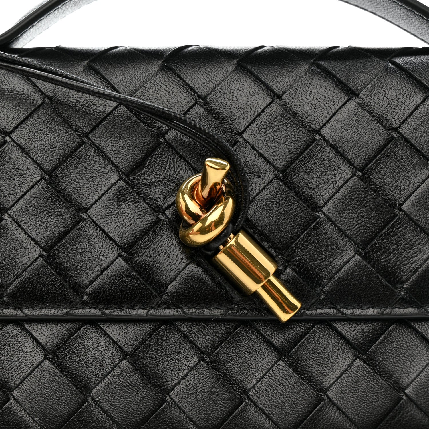 Nappa Intrecciato Long Andiamo Top Handle Clutch Black