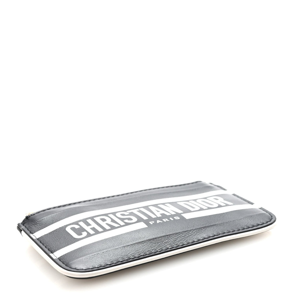 Calfskin Vibe Zip Key Wallet Blue White